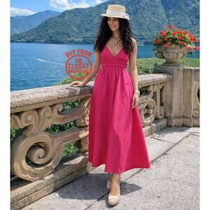 ZARA Smocked Waist V-Neck Midi Dress NWT LAST ONE